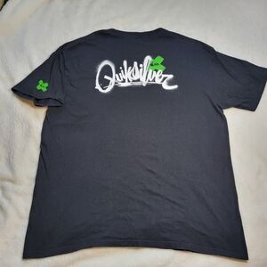 Y2K Quicksilver T Shirt Mens XL Graffiti Black Center Spellout Skate Surf